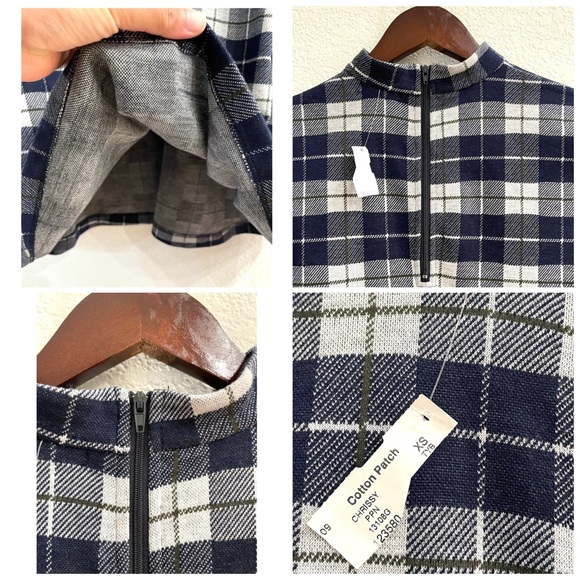 NWT Tyler Boe Plaid Full Sleeve Faux Leather Trim Tunic XS - Picture 10 of 12